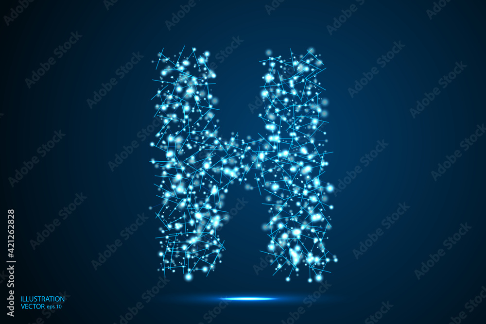English letters abstract font consists 3d of triangles, lines, dots and connections. On a dark blue background cosmic universe stars, meteorites, galaxies. Vector illustration EPS 10. English letters abstract font consists 3d of triangles, lines, dots and connections. On a dark blue background cosmic universe stars, meteorites, galaxies. Vector illustration EPS 10.