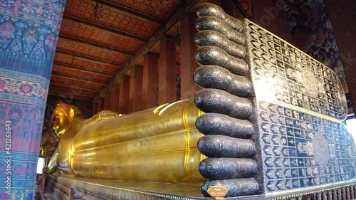 Wat Pho, Bangkok Thailand:- March 12, 2021:-: Wat Pho or the official name is Wat Pho as the oldest temple is home to a pair Landmarks of Thailand.