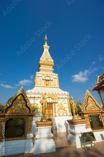 Nakhon Panom  Thailand - February 12  2020  Landscape of the Pagoda of Wat Phrathat Si Khun located in Na Kae District