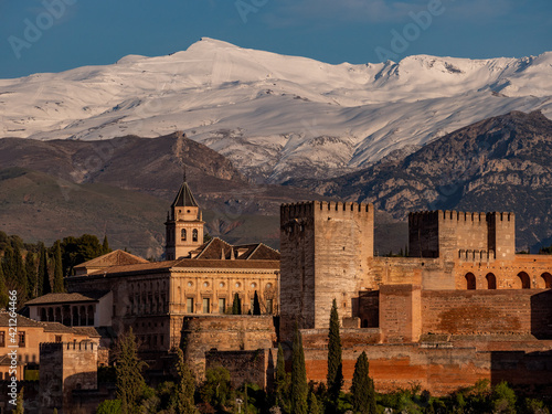 Panoramic view of the city of Granada and Alhambra, Spain