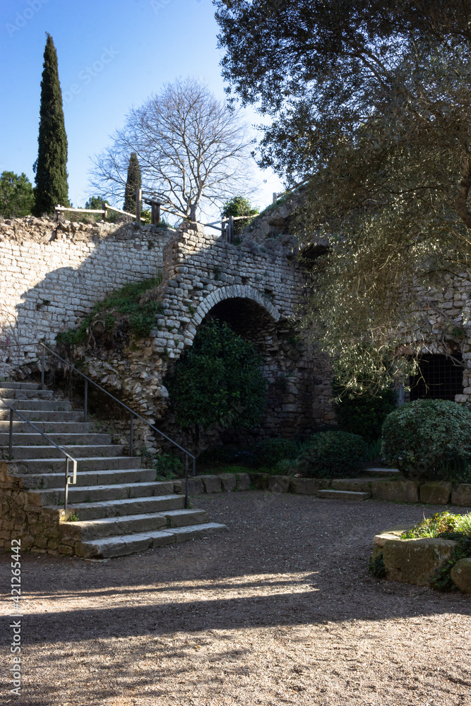 Old stone fortification in the city of Gerona
