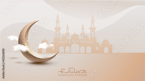 Ramadan Kareem background emplate with crescent moon