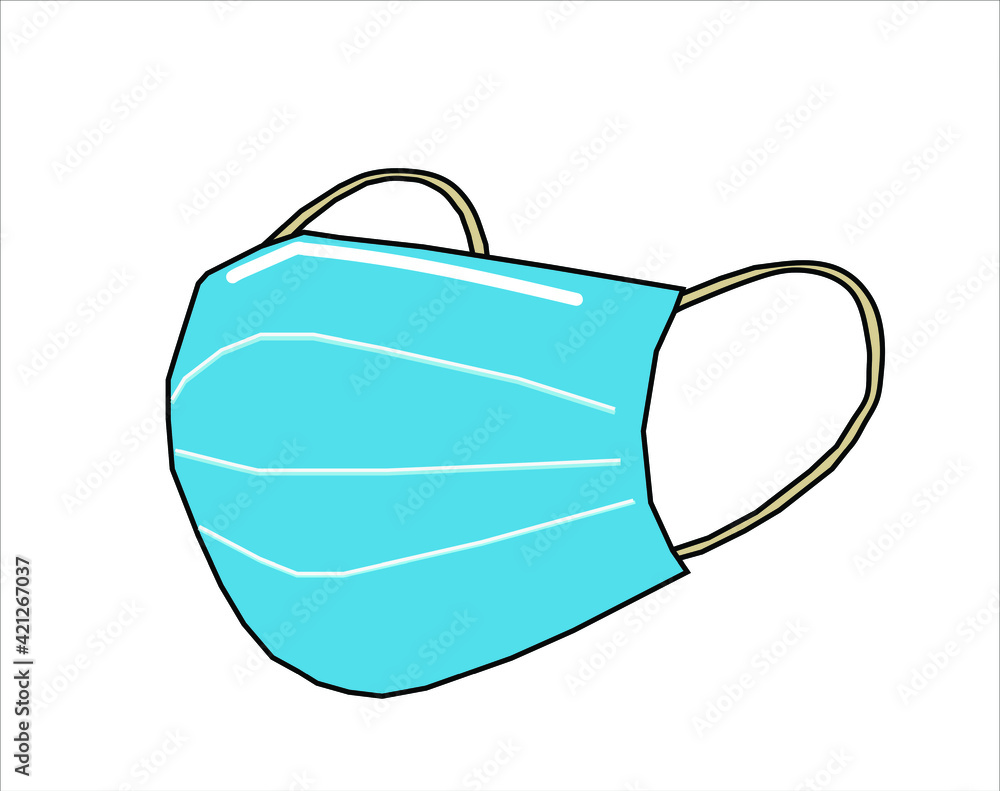 Blue Medical mask or Surgical Face Mask. Virus or Covid-19 Protection . Breathing Respirator Mask. Health Care Concept. Vector Illustration Blue Medical mask or Surgical Face Mask. Virus or Covid-19 Protection . Breathing Respirator Mask. Health Care Concept. Vector Illustration