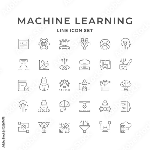 Set line icons of machine learning