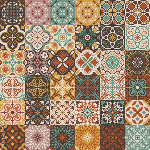 ornate decorative geometric and floral vector tiles