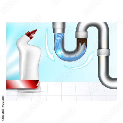 Drain Cleaner Creative Promotional Poster Vector Illustration