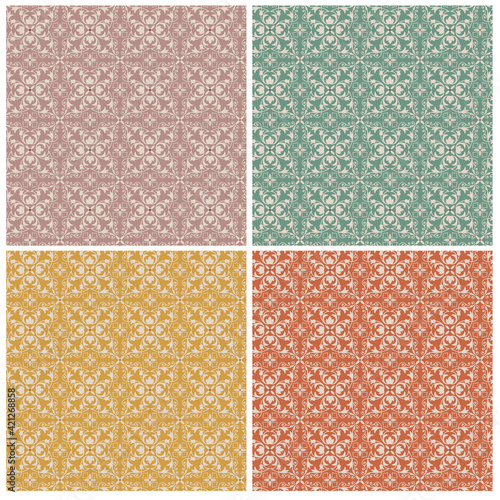 decorative geometric seamless vector tile patterns.