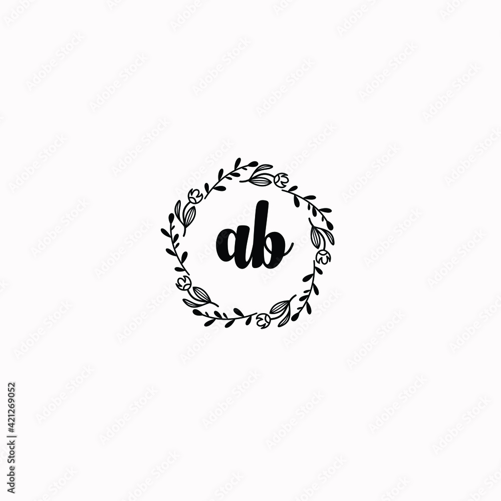 AB initial letters Wedding monogram logos, hand drawn modern minimalistic and frame floral templates AB initial letters Wedding monogram logos, hand drawn modern minimalistic and frame floral templates