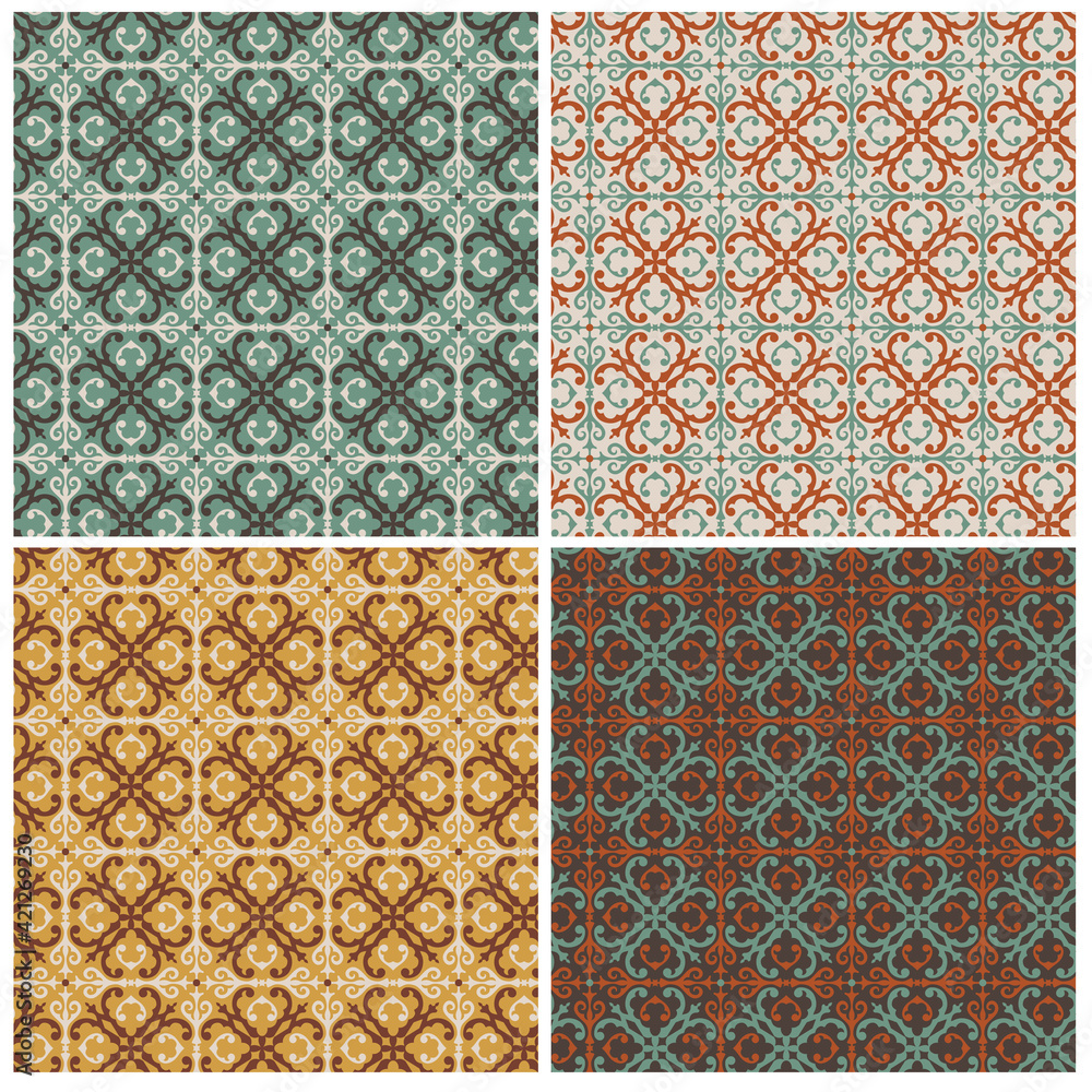 seamless ornate decorative geometric vector tile patterns seamless ornate decorative geometric vector tile patterns