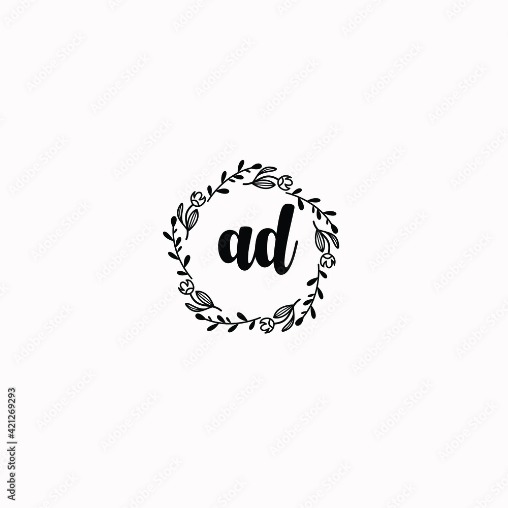 AD initial letters Wedding monogram logos, hand drawn modern minimalistic and frame floral templates AD initial letters Wedding monogram logos, hand drawn modern minimalistic and frame floral templates