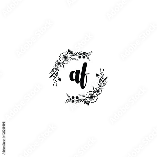 AF initial letters Wedding monogram logos, hand drawn modern minimalistic and frame floral templates