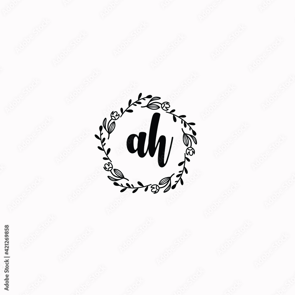 AH initial letters Wedding monogram logos, hand drawn modern minimalistic and frame floral templates AH initial letters Wedding monogram logos, hand drawn modern minimalistic and frame floral templates