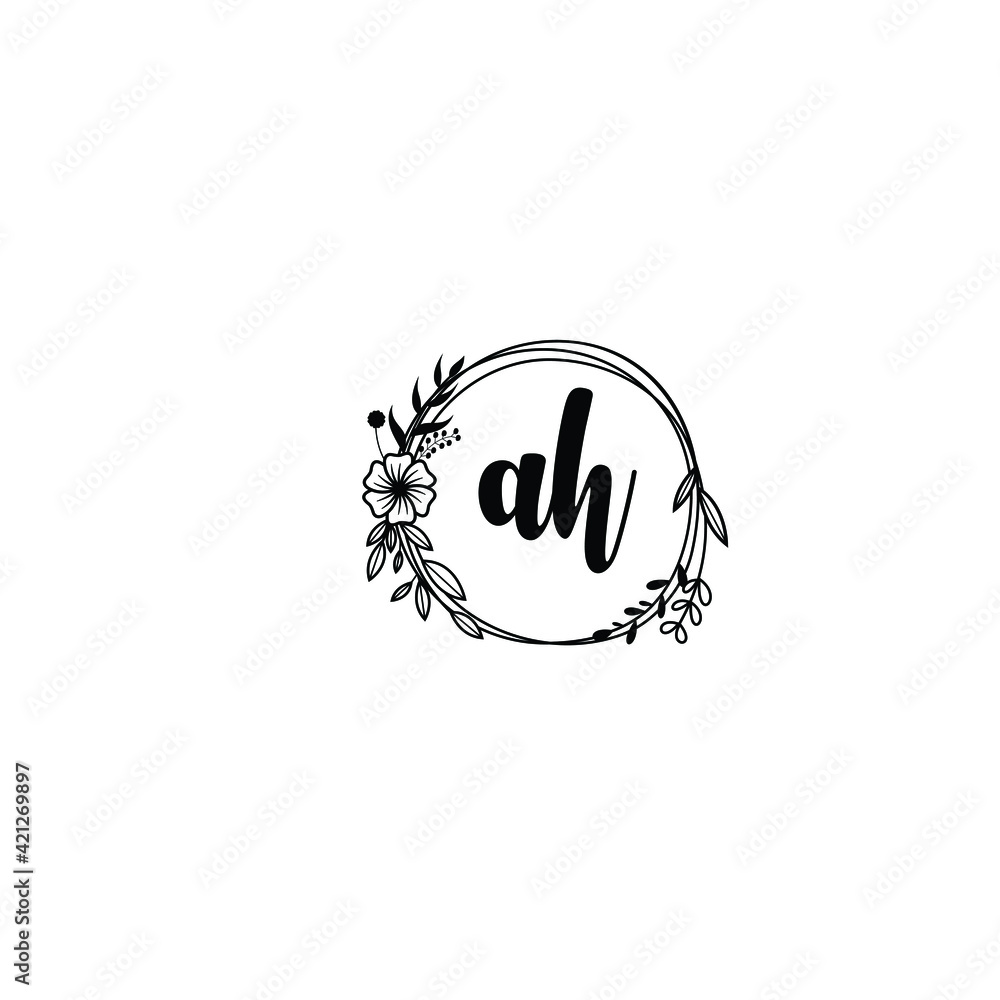 AH initial letters Wedding monogram logos, hand drawn modern minimalistic and frame floral templates AH initial letters Wedding monogram logos, hand drawn modern minimalistic and frame floral templates