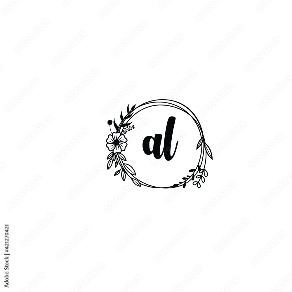 AL initial letters Wedding monogram logos, hand drawn modern minimalistic and frame floral templates AL initial letters Wedding monogram logos, hand drawn modern minimalistic and frame floral templates