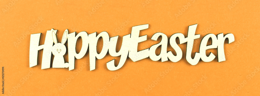 Fototapeta premium Happy Easter banner with text, greeting card, background for website