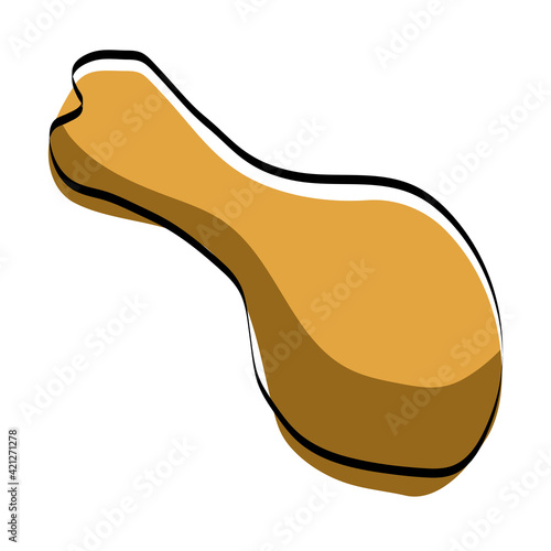 Silhouette of a chicken leg. Fast food. Vector illustration.