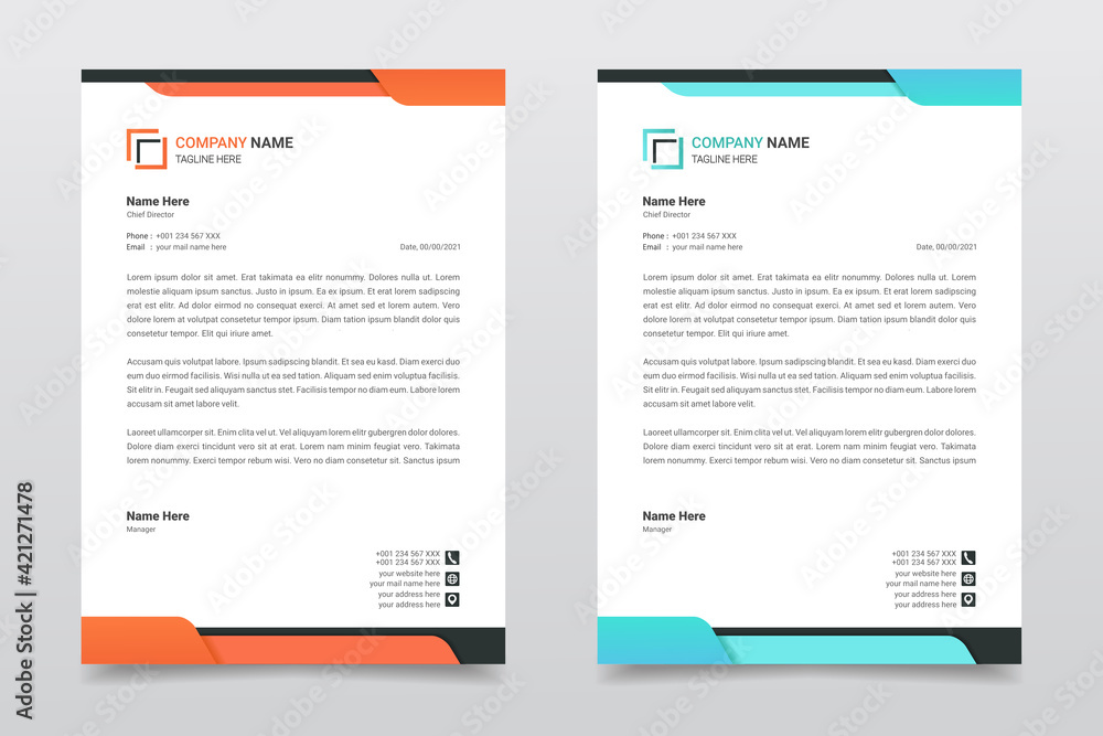 Letterhead design template. Creative, clean and elegant modern business letterhead template design. Illustration vector Letterhead design template. Creative, clean and elegant modern business letterhead template design. Illustration vector