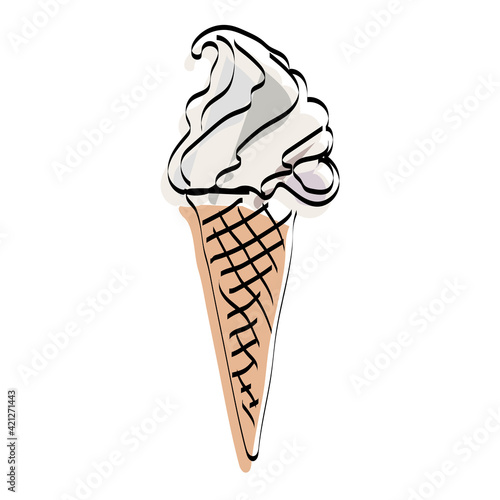 Ice cream cone silhouette. Fast food. Vector illustration.