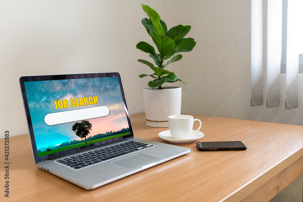 job search concept, find your career, online website by laptop computer. job search concept, find your career, online website by laptop computer.