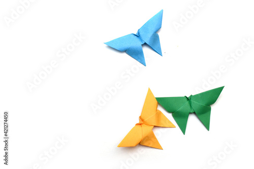 Obraz na plátně origami butterfly paper on withe