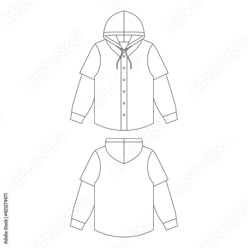Template baseball jersey over hoodie vector illustration flat sketch design outline