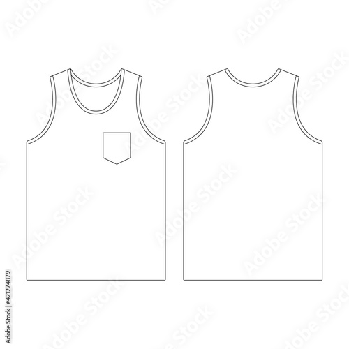 Template tank top pocket vector illustration flat sketch design outline