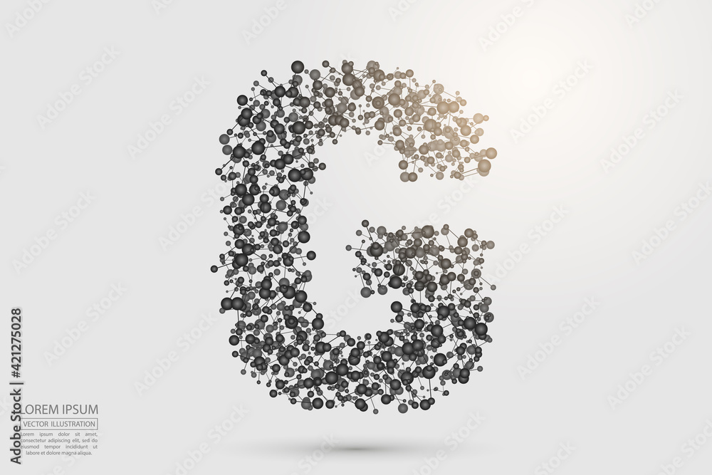 English letters abstract font consists 3d of triangles, lines, dots and connections. Vector illustration EPS 10.