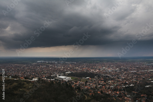 View on the Vršac city under the rainy clouds © Branimir