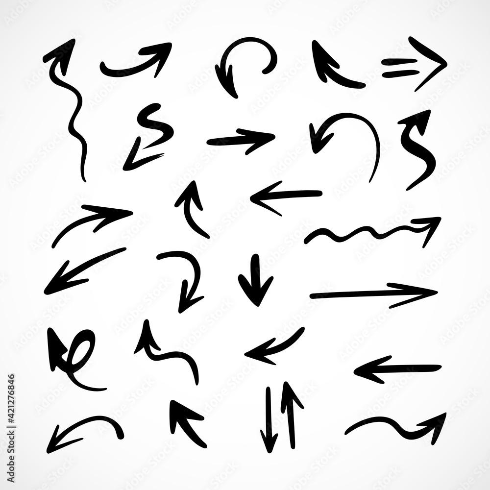 Vector set of hand-drawn arrows, elements for presentation Vector set of hand-drawn arrows, elements for presentation