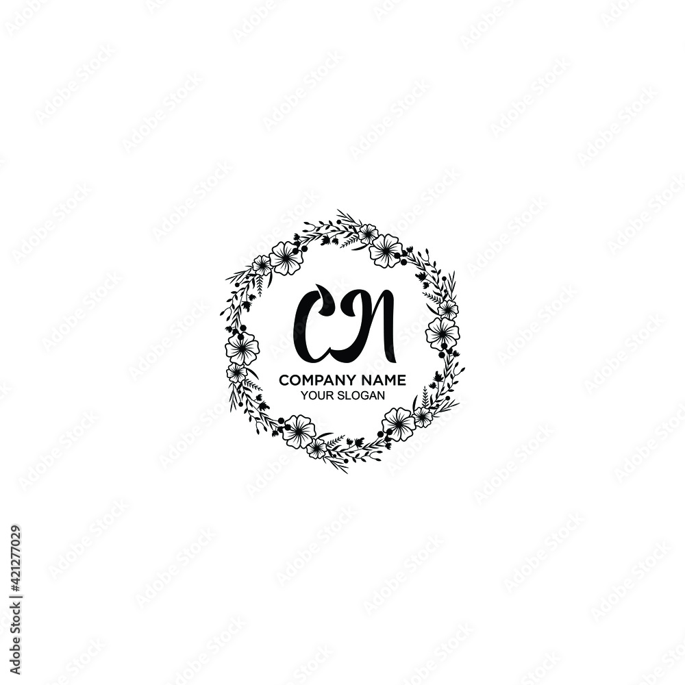 CN initial letters Wedding monogram logos, hand drawn modern minimalistic and frame floral templates CN initial letters Wedding monogram logos, hand drawn modern minimalistic and frame floral templates