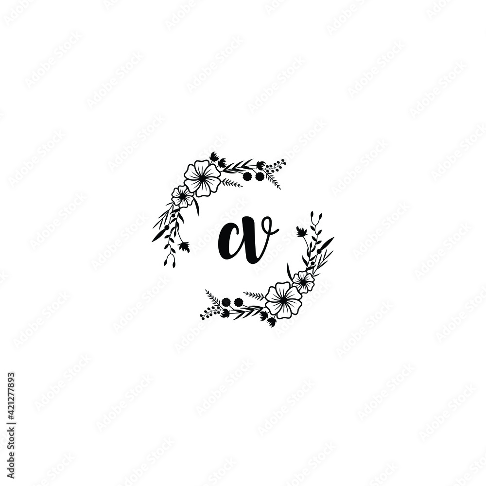 CV initial letters Wedding monogram logos, hand drawn modern minimalistic and frame floral templates CV initial letters Wedding monogram logos, hand drawn modern minimalistic and frame floral templates