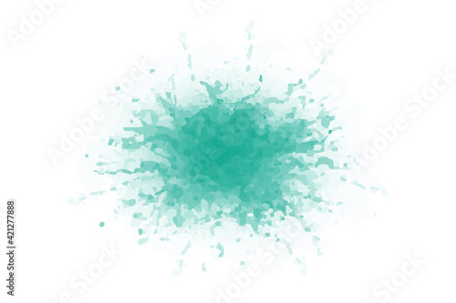 Abstract Blue Green Watercolor Painting Illustration. Grunge Water Explosion Brush isolated on White Background. Flat Vector Design Template Elements.