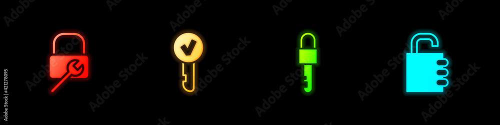 Set Lock repair, Key, Locked key and Safe combination lock icon. Vector Set Lock repair, Key, Locked key and Safe combination lock icon. Vector