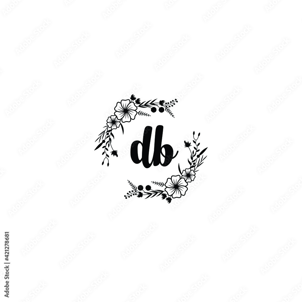 DB initial letters Wedding monogram logos, hand drawn modern minimalistic and frame floral templates DB initial letters Wedding monogram logos, hand drawn modern minimalistic and frame floral templates