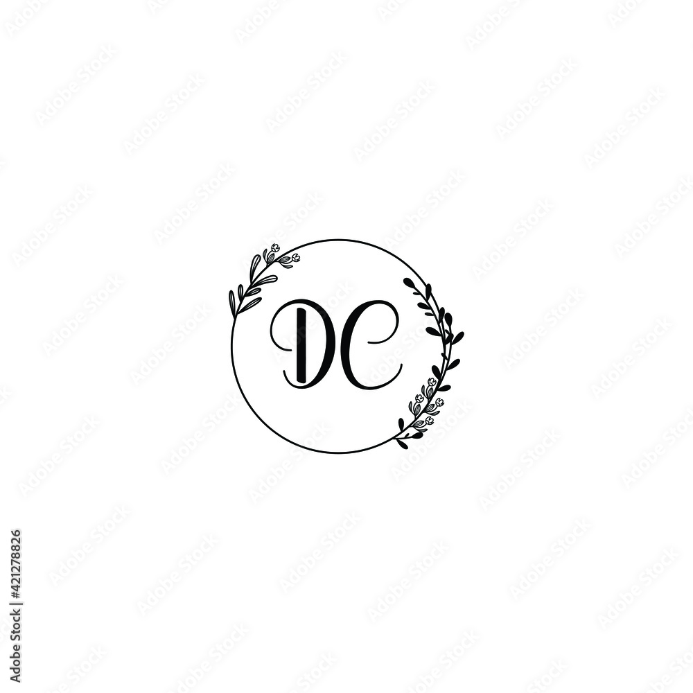 DC initial letters Wedding monogram logos, hand drawn modern minimalistic and frame floral templates DC initial letters Wedding monogram logos, hand drawn modern minimalistic and frame floral templates