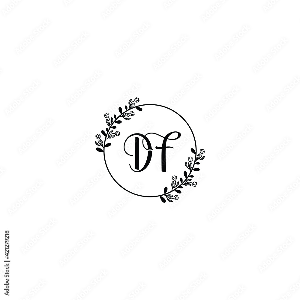 DF initial letters Wedding monogram logos, hand drawn modern minimalistic and frame floral templates DF initial letters Wedding monogram logos, hand drawn modern minimalistic and frame floral templates