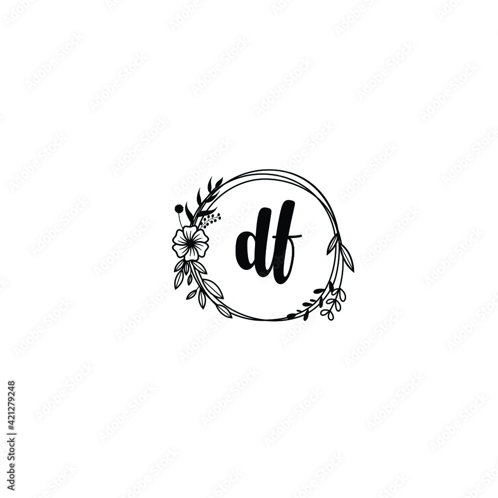 DF initial letters Wedding monogram logos, hand drawn modern minimalistic and frame floral templates DF initial letters Wedding monogram logos, hand drawn modern minimalistic and frame floral templates