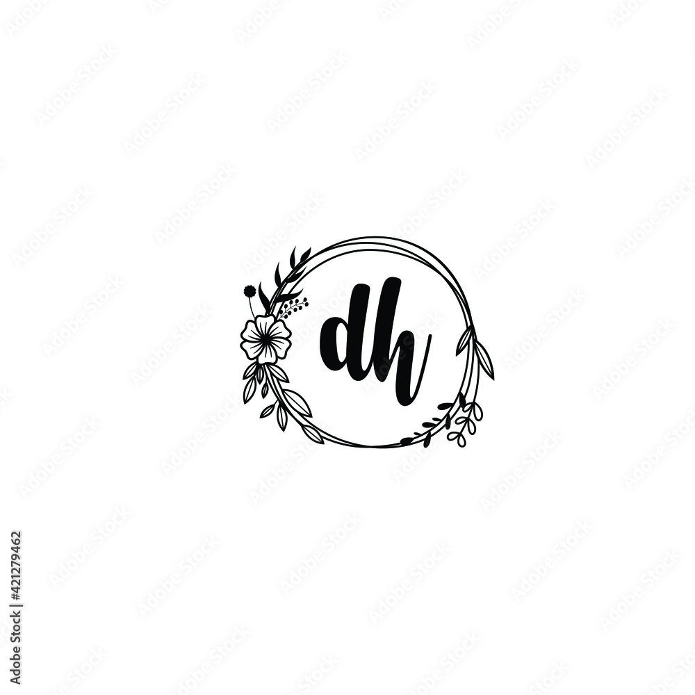 DH initial letters Wedding monogram logos, hand drawn modern minimalistic and frame floral templates DH initial letters Wedding monogram logos, hand drawn modern minimalistic and frame floral templates