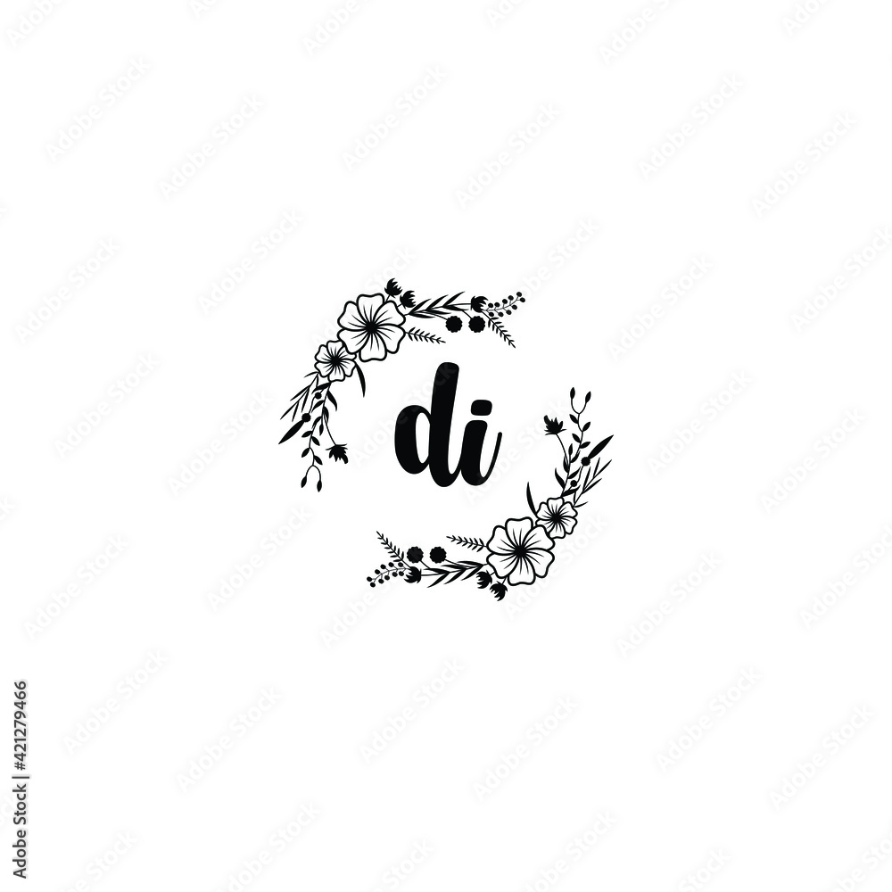 DI initial letters Wedding monogram logos, hand drawn modern minimalistic and frame floral templates DI initial letters Wedding monogram logos, hand drawn modern minimalistic and frame floral templates
