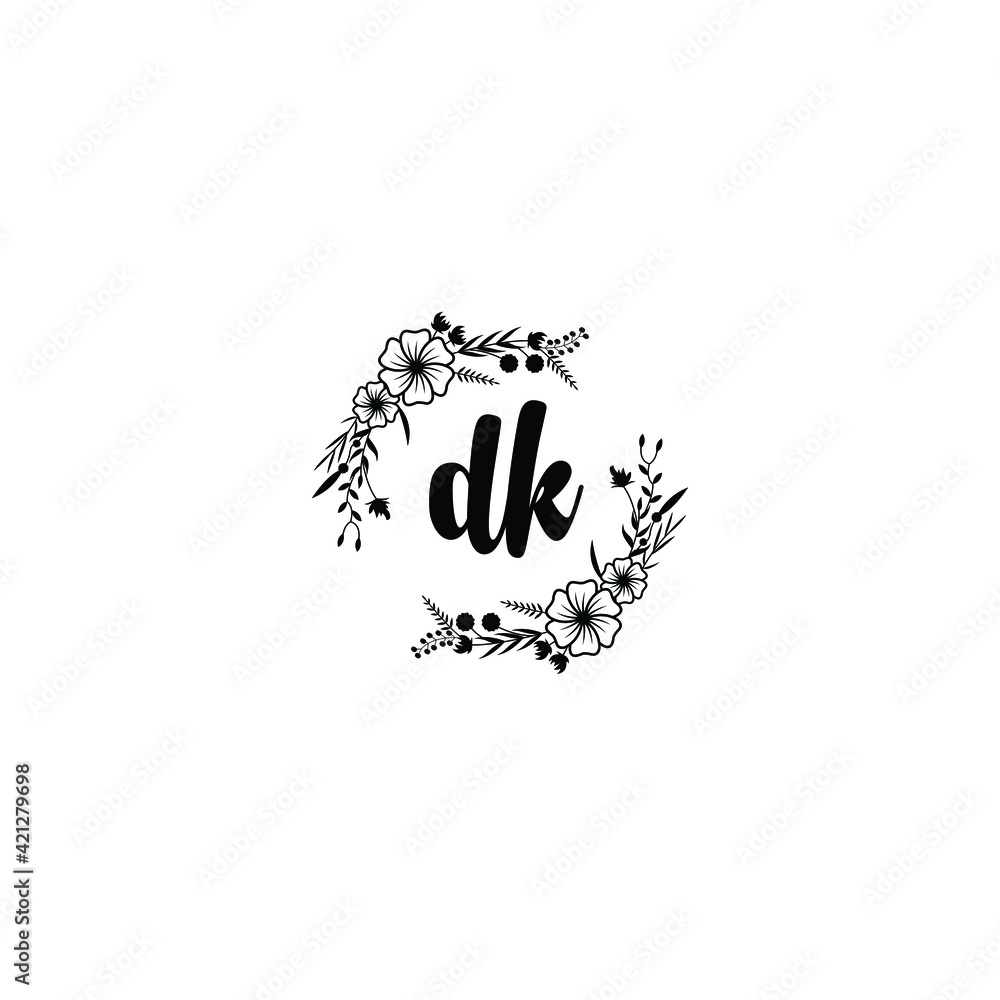DK initial letters Wedding monogram logos, hand drawn modern minimalistic and frame floral templates DK initial letters Wedding monogram logos, hand drawn modern minimalistic and frame floral templates