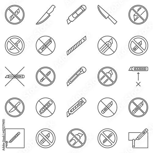 No Knife outline restriction icons. Do not use Cutter signs
