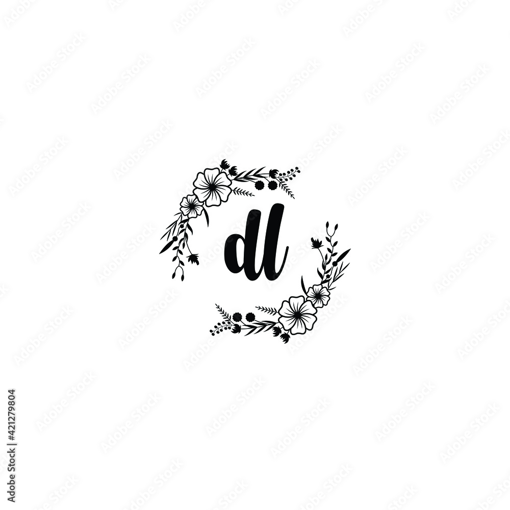 DL initial letters Wedding monogram logos, hand drawn modern minimalistic and frame floral templates DL initial letters Wedding monogram logos, hand drawn modern minimalistic and frame floral templates