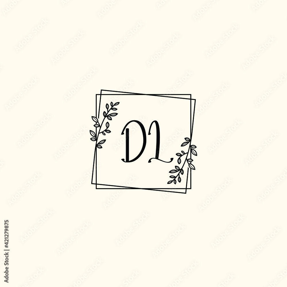 DL initial letters Wedding monogram logos, hand drawn modern minimalistic and frame floral templates DL initial letters Wedding monogram logos, hand drawn modern minimalistic and frame floral templates