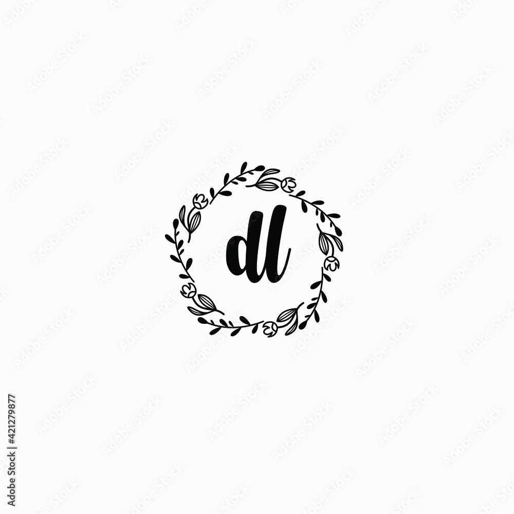 DL initial letters Wedding monogram logos, hand drawn modern minimalistic and frame floral templates DL initial letters Wedding monogram logos, hand drawn modern minimalistic and frame floral templates