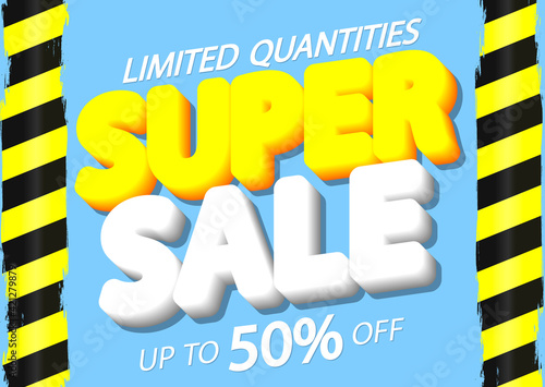 Super Sale 50% off, poster design template, special offer, vector illustration