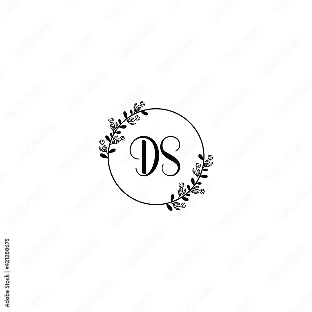 DS initial letters Wedding monogram logos, hand drawn modern minimalistic and frame floral templates DS initial letters Wedding monogram logos, hand drawn modern minimalistic and frame floral templates