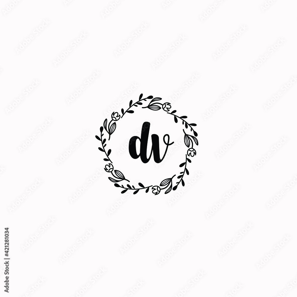 DV initial letters Wedding monogram logos, hand drawn modern minimalistic and frame floral templates DV initial letters Wedding monogram logos, hand drawn modern minimalistic and frame floral templates
