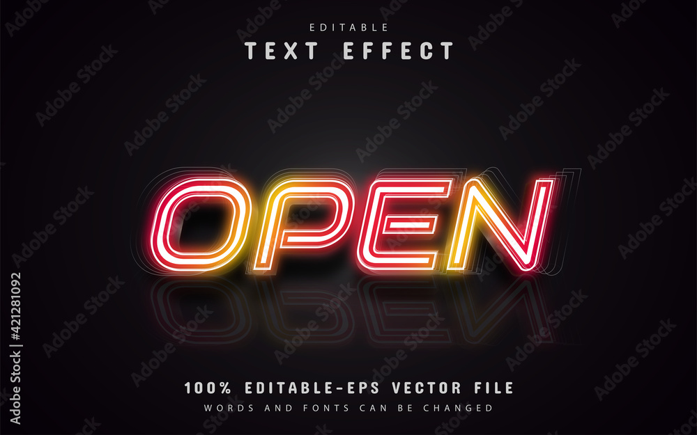 Open neon text effect