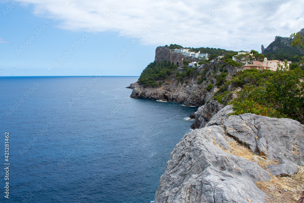 View of the cliffs of Port Soller on the island of Majorca