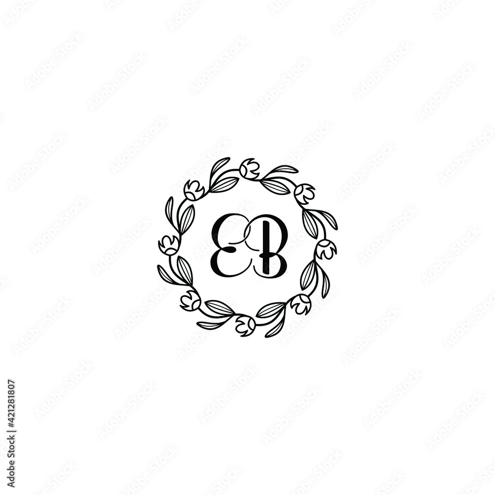 EB initial letters Wedding monogram logos, hand drawn modern minimalistic and frame floral templates EB initial letters Wedding monogram logos, hand drawn modern minimalistic and frame floral templates